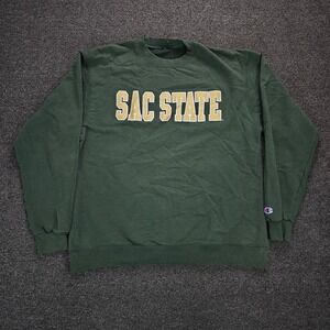 Champion Sac State Sweatshirt Mens XL Green Sacramento State University Crewneck